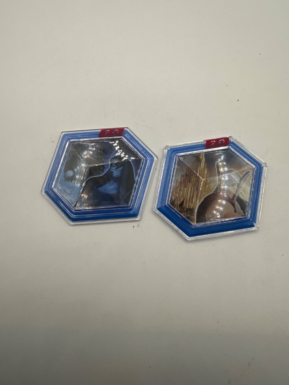 Disney Infinity Marvel 2.0 Power Discs Set Of 2 Blue Hexagonal Discs With Unique